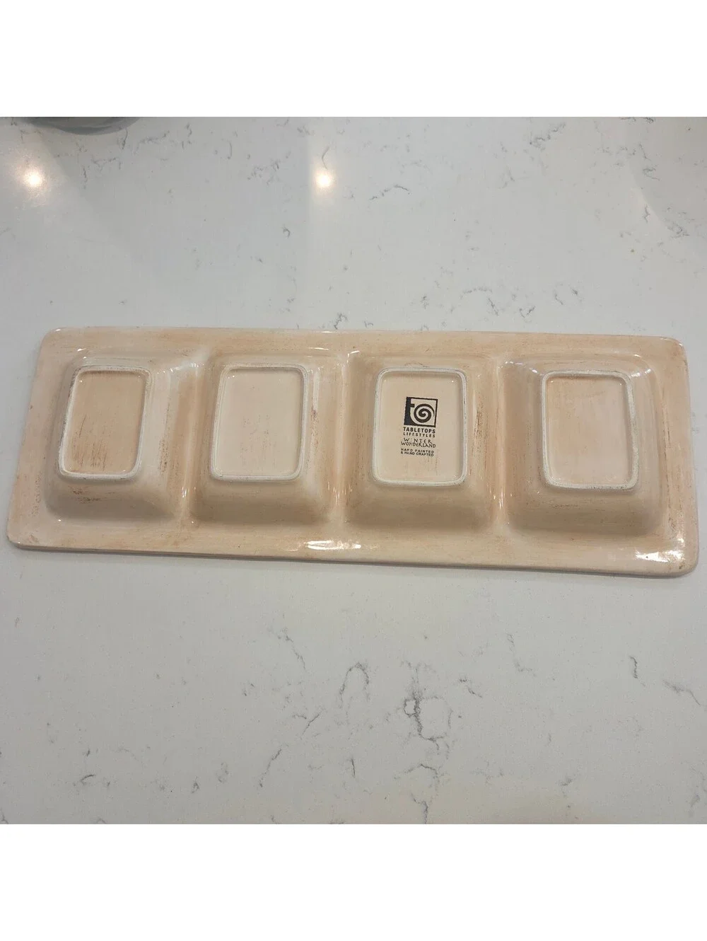 Hand-Painted Ceramic Christmas Snack Tray with Santa, Reindeer, Snowman, and Fir